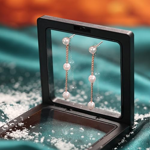 Moodear Dainty Pearl Dangle Earrings for Women - Trendy 14K Gold Plated Pearl Hypoallergenic Drop Earring Wedding Jewelry Gift - style: rose gold pearl earring