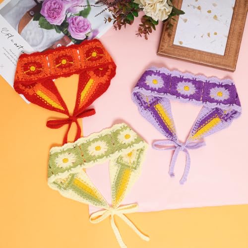 3Pcs Boho Crochet Headband Hippie Hair Bandanas Knitted Headwear Soft Stretch Hair Accessories for Women