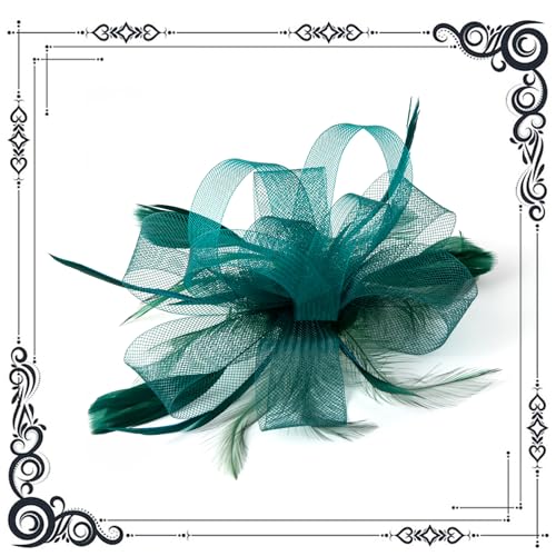 dressfan Womens Fascinator Hat Headpiece 20s Vintage Wedding Hair Accessories for Derby/Wedding/Cocktail/Tea Party - color: Dark Green
