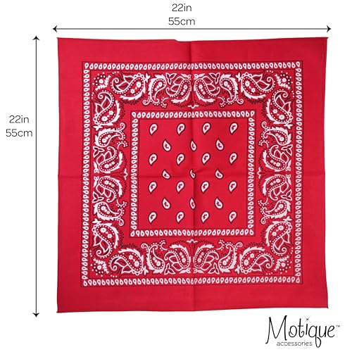 Motique Accessories 22 Inch Cotton Paisley Bandana - color: Hot Pink