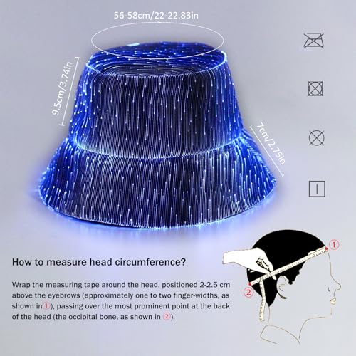 lumisonata LED Rave Bucket Hat Light up Fisherman Cap 7 Colors Glow in the Dark Party Hats USB Rechargeable EDM Festival Gear - color: Black