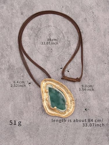 JAOYU Boho Necklace for Women Large Pendant Necklace Boho Long Choker Leather Gold Necklace Vintage Earthy Jewelry Trendy - style: Boho Choker Necklace