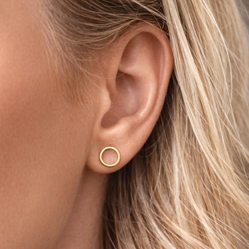 Gold Circle Earrings for Women Circle Stud Earrings Simple Tiny Triangle Square Bar Stud Earrings Trendy Jewelry Gifts - color: A1：gold circle earrings