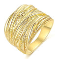 Mytys 2 Tone Intertwined Crossover Statement Ring Fashion Chunky Band Rings for Women Wide Index Finger Rings Costume Jewelry - color: Gold