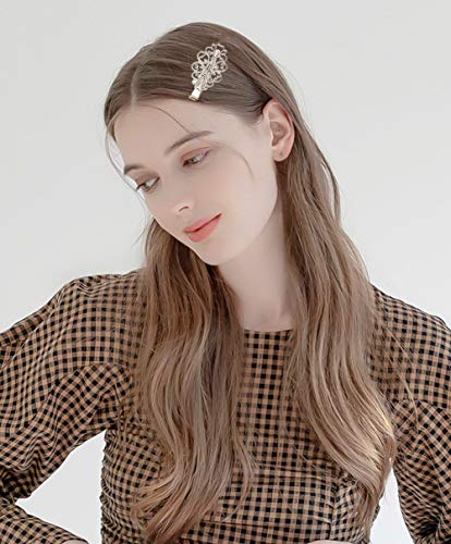 inSowni 30 Pack/15 Pairs Retro Vintage Metal Silver Alligator Hair Clips Barrettes Bobby Pins Leaf Flower Butterfly Accessories for Women Girls