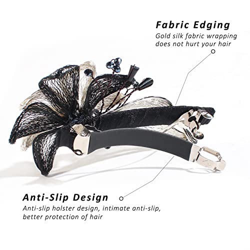 Mistofu 3.93inch DIY Copper Wire Metal Hand-woven High-level design Barrettes Elegant Hair Accessories, Gifts for Women Girls (black) - color: black