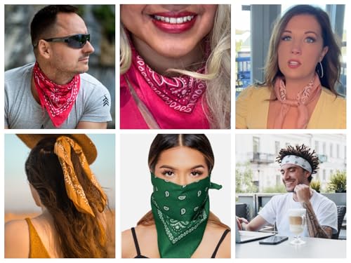 Gift Packaging Bandana for Men Women - 100% Cotton, Paisley, 22x22 In, 1 Pack - Large Bandanna Handkerchief Cowboy Hanky - color: Dark Pink