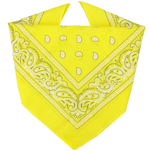ZENO 100% Cotton & Natural Fibers Bandana Scarf - Soft, Durable, Machine Washable – Unisex for Men & Women - color: Yellow Single