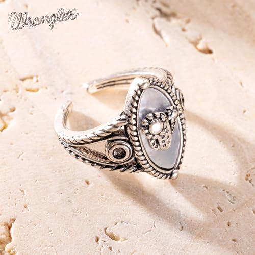 Montana West Wrangler Western Couture's Bohemian Turquoise Cuff Ring for Women Cowgirl Size 7 - color: Silver-Gray