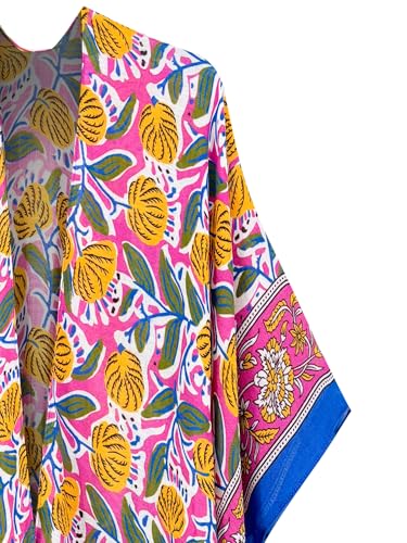 Breezy Lane Kimonos for Women Swimsuit Coverups Beach Cover Up Swimwear Cardigan Summer - color: Blossom Rose Yellow
