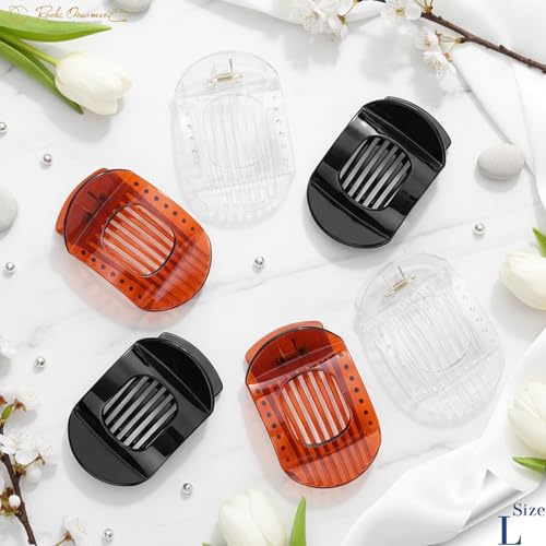 RC ROCHE 6 Pcs Flat Claw Hair Clips for Women Thick Hair French Round Duckbill Square Secure Strong Hold Grip Clamps Barrettes Curved No Slip No Crease Styling Cute Jumbo XL, Large Clear Brown & Black - color: (Large) Clear Brown Black