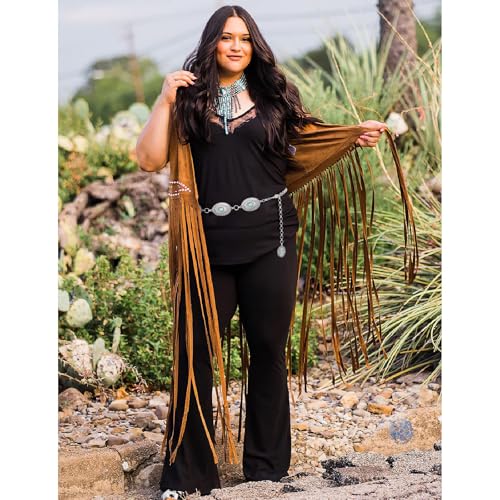 XZQTIVE Women Boho Chain Belts For Dresses Jeans Western Cowgirl Waist Links Belt Adjustable Metal Concho Belt - size: Fit Waist upto 36inches, style: Matte Turquoise Silver