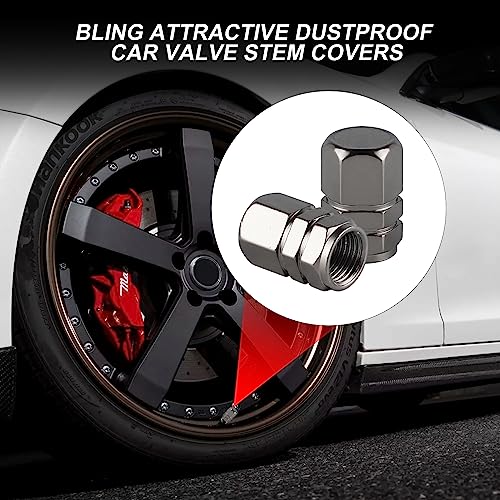 alpmosn Aluminum Tire Stem Valve Caps Wheel Valve Covers Car Dustproof Tire Cap Cover Accessories, Universal for SUV, Car, Bike and Motorcycle, Hexagon Shape (4PCS Grey) - color: Grey