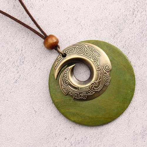 Jeilwiy Leather Necklace for Women Funky Necklace Choker String Cord Necklace with Pendant Boho Style Jewelry - style: Vintage Gold Pendant