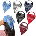 Vercret 6 Pack Hair Scarf Headband for Women Elastic Bandana Head Scarf Large Boho Triangle Kerchief with Clips Non Slip Scarves - color: G Paisley Print