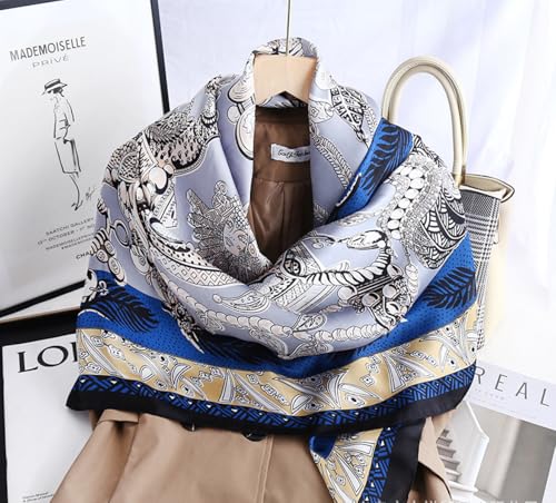 K-Elewon Large Square Scarf 43" Silk Scarf Fashion Scarves Silk Feeling Hair Wrapping Scarfs Night Sleeping Headscarf - color: Vb26