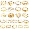 CHICUTIE Gold Knuckle Rings Set For Women Stackable Joint Finger Midi Rings Dainty Cubic Crystal Zirconia Hollow Twist Cute Pack Jewelry Gift - style: 22PCS GOLD