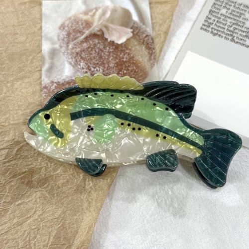 2PCS Novelty Fish Hair Clips,Cellulose Acetate Hair Clip,Funny Swordfish Green Trout Modelling Hair Accessories for Women Girls