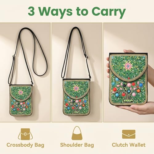 Small Crossbody Bags for Women Designer Cell Phone Bag Boho Shoulder Wallet Purse - color: Tree-green