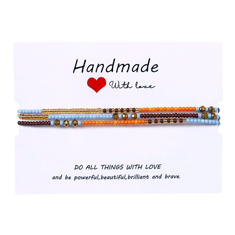 SUMMER LOVE Boho Bohemian Beaded Anklet Bracelets for Women Unique Colorful Pretty Beach Anklet,Handmade - color: Color 8#