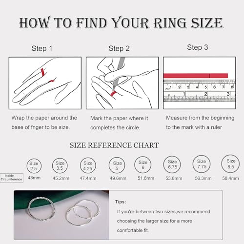 925 Sterling Silver Knuckle Rings for Women Minimalist Thin Stacking Rings Set 3PCS Midi Pinky Ring Size 2.5-8.5 - color: SET 1, size: 7.75