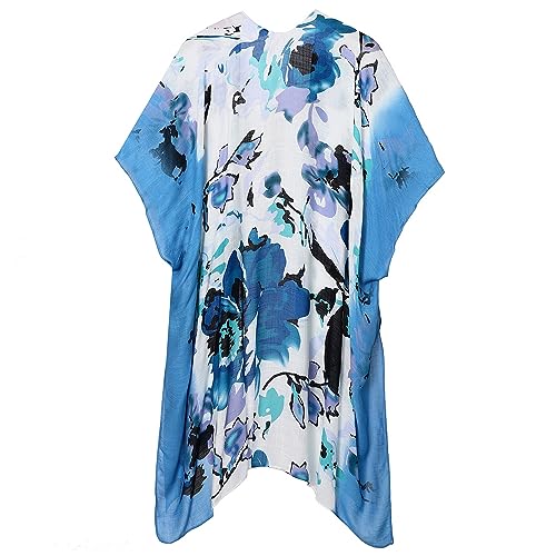 Kimonos for Women Casual Swimsuit Coverup Lightweight Boho Kimono Cardigans for Summer - color: Gradient Blue Flower