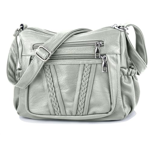 ELDA Crossbody Bags For Women Pocketbooks Soft PU Leather Purses and Handbags Multi Pocket Shoulder Bag - color: Mint Green