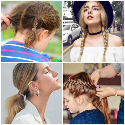 DIYDEC 10PCS Hair Ties Bracelet for Women 5 Styles Soft Braided Boho Hair Bands Elastic No Damage Hair Ties for Girls thick Thin Long Curly Hair Accessories(Beige and light coffee) - color: Beige and light coffee