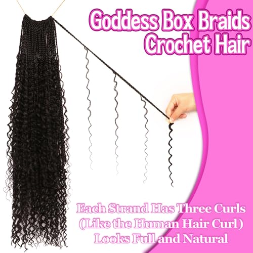 Goddess Boho Box Braids Crochet Hair-8 Packs 30 Inch Crochet Box Braids for Black Women Pre Looped (1B#, 30 Inch (Pack of 8)) - color: 1B#, size: 30 Inch (Pack of 8)
