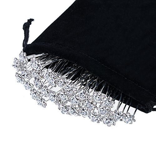 eBoot 40 Pack Crystal Hair Pins Rose Flower Rhinestone Hair Clips for Bridal Wedding Women Hair Jewelry Accessories, with Storage Bag (White)