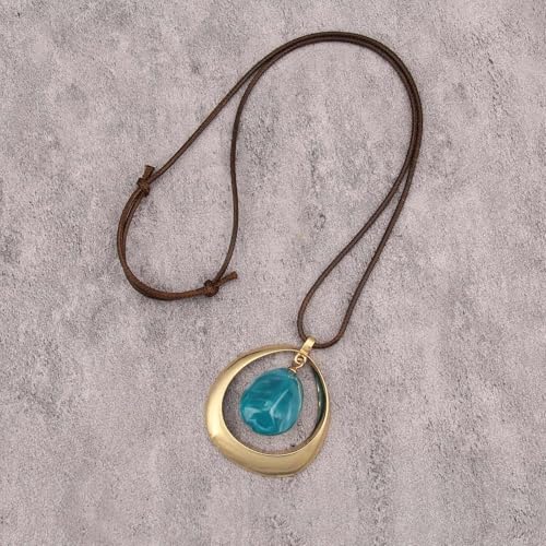 Chunky Necklace for Women Boho Pendant Necklace Statement Western Choker Necklaces for Women Vintage Bohemian Jewelry - style: Casual Long Necklace