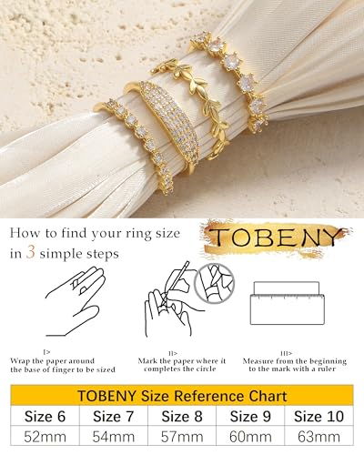 TOBENY Stackable Gold Rings for Women Non Tarnish Dainty 14K Gold Plated Stacking Cubic Zirconia Thumb Ring Set Trendy Statement Promise Wedding Bands Engagement Rings for Women Size 6 7 8 9 10 - color: 05-4Pcs Stacking Rings