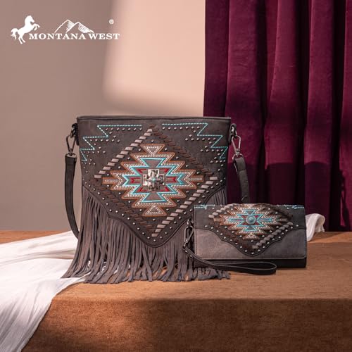 Montana West Western Crossbody Bag Purse for Women - color: Black