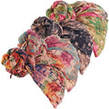 Qianmome Womens Big Flower Turban Beanie Elegant Cap Head Wrap Stretch Long Hair Scarf Headscarf - color: 4pieces-24-style 1
