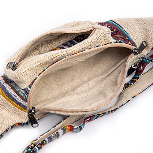 Freakmandu Eco-Friendly Boho Hippie Style Hemp Fanny Pack Hip Waist Bag for Hiking Running Jogging (Beatnik) - color: Beatnik