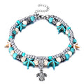 Fesciory Puka Shell Anklet for Women Summer Natural Cowrie Adjustable Ankle Bracelet, Handmade Boho Hawaiian Beach Seashell Jewelry - color: B:Turtle
