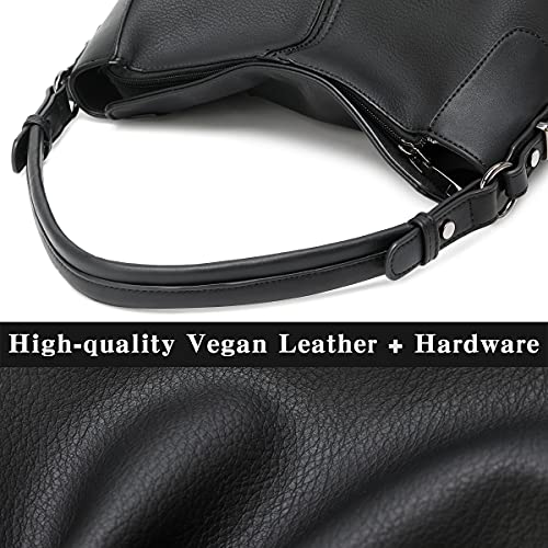 lapsting Hobo Bags for Women Handbags Purse Ladies Boho Shoulder Bag Crossbody Purses Faux Leather - color: E - 14inch Black - Black Metal