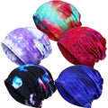 SATINIOR 5 Pieces Women's Slouchy Beanie Chemo Hat Stretch Cancer Head Wraps Sleep Head Scarf for Cancer Patient - color: Multicolor, style: Tie Dye