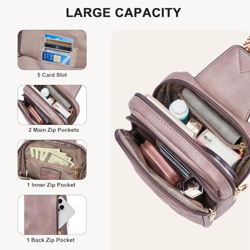 BOSTANTEN Sling Bag Quilted Crossbody Bags for Women Cross Body Purse Leather Fanny Pack with Adjustable Guitar Strap - color: A-purple