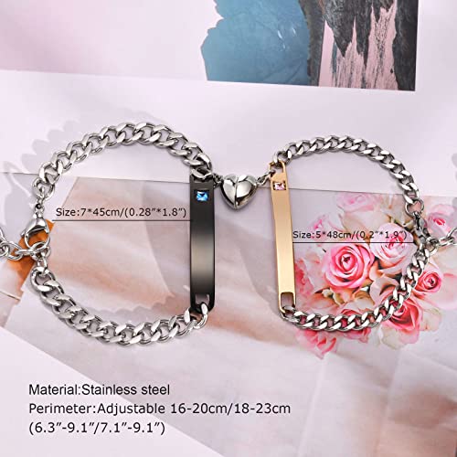 MEALGUET Personalized Couple Bracelet Customized Couple Bracelets Set Mutual Attraction Custom Name Relationship Bracelet Personalized Gift for Men Women - style: Personalized-link style 2