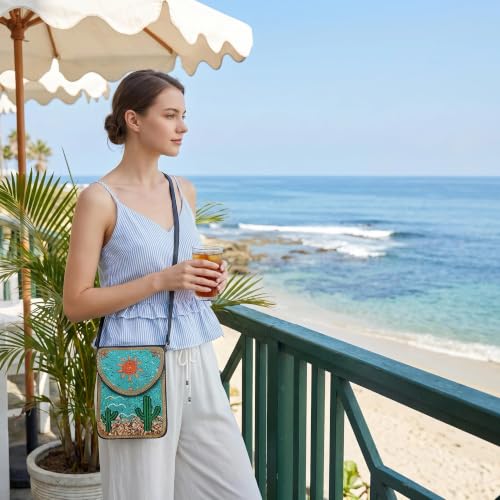 Small Crossbody Bags for Women Designer Cell Phone Bag Boho Shoulder Wallet Purse - color: Cactus