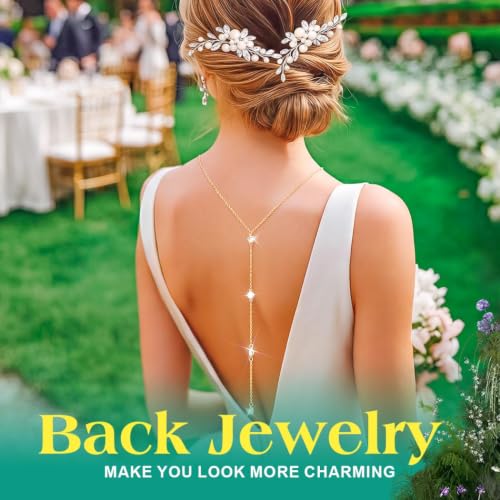 YONAMIX Back Chain for Backless Dress Body Jewelry for Women | Long Back Necklace Body Chains Accessories - color: B Gold