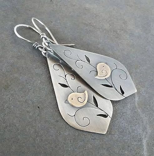 Boho Earrings, Statement Earrings, Teardrop Sunflower Earrings, Dangle Ethnic Earrings for Women, Handmade Bohemian Trendy Boho Vintage Jewelry - style: Sunflower & Bird