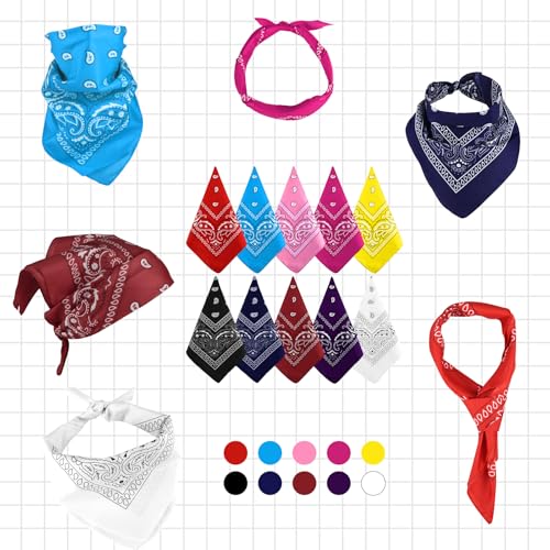 NACHLYNN 10/20pcs Paisley Bandanas Assorted Bandanas Cowboy Polyester Headbands Square Scarf Headwear - color: Rainbow Color