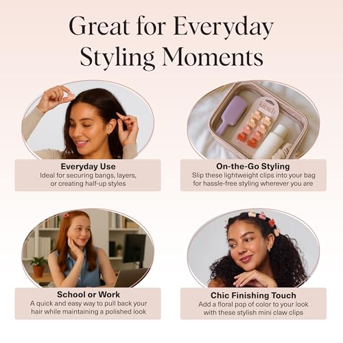Kitsch Small Hair Clips for Women and Girls – Mini Claw Clips | Hair Accessories | Daily Styling, Recycled, Cherry Blossom Design | Ideal Gifts for Women – 8pc Set - color: Cherry Blossom