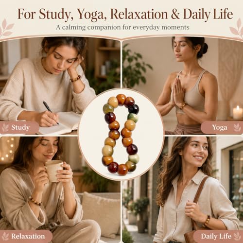 Fidget Bracelet Natural Bodhi Seeds Beaded Bracelets Zen Fidget Stretch Bracelets Alleviate Anxiety Stress Protection Healing Bodhi Jewelry Gifts for Women Men - color: C2:Fidget Bracelet