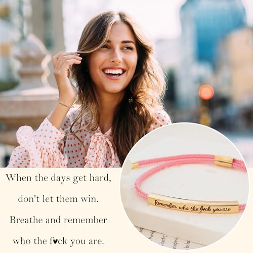 LINY Inspirational Gifts for Women Men, Dont Let The Hard Days Win Gifts, Motivational Inspirational Tube Bracelets Friendship Birthday Meaningful Gift for Friends Female - color: Remember Who-Tube Pink+Gold