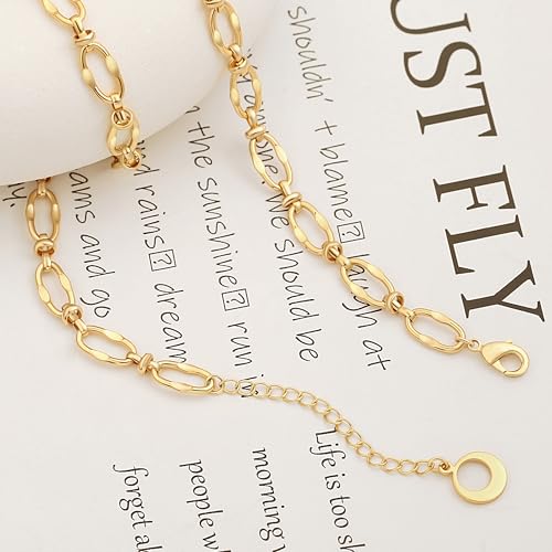 Aobei Pearl 18K Gold Plated Paperclip Chain Choker Satellite Chain Freshwater Cultured Biwa Pearl Pendant Necklace Dainty Turquoise Jewelry for Women - color: 18K Gold Plated Chunky Lip Chain