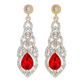 Women's Alloy Teardrop Crystal Chandelier Dangle Earrings - color: F-red