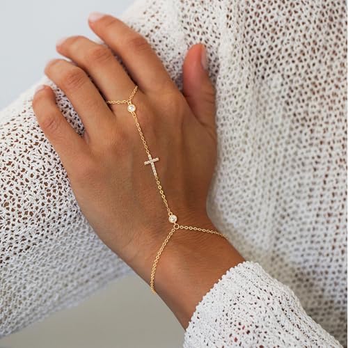 NECOCY Mothers Day Gifts Cross Bracelet for Women, Dainty 14K Gold/Silver Plated Pearl Cross Chain Bracelet Religious Christian Baptism Jesus Catholic Bracelet Jewelry Gift for Mom Wife Daughter - style: Style-7